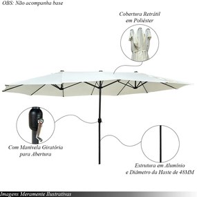 Ombrelone Externo Cobertura Dupla 460cm Estrutura em Alumínio c/Manivela Branco G31 - Gran Belo