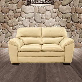 Sofá Decorativo Jason 2 Lugares 158cm Sala de Estar Pés em Eucalipto Couro Creme G40 - Gran Belo