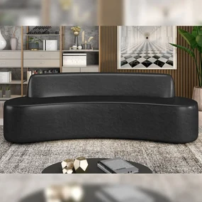 Sofá Decorativo 4 Lugares 260cm Bélgica Curvo PU Preto G15 - Gran Belo