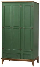 Armario Malibu 3 Portas e 2 Gavetas cor Verde com Amendoa 204 cm - 63588 Sun House