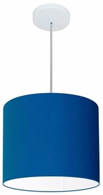 Lustre Pendente Cilíndrico Md-4143 Cúpula em Tecido 35x25cm Azul Marinho - Bivolt