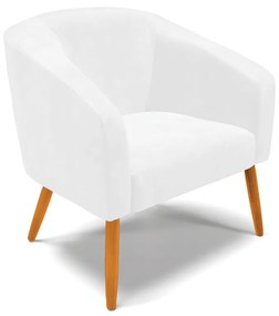 Poltrona Decorativa Pé Palito Castanho Stella Sintético PU D03 - D'Rossi - Branco