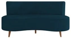 Sofá 2 Lugares para Sala Living 135cm Pés Palito Korah Z08 Veludo Azul