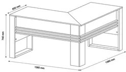 Mesa Para Escritório em L ME4145 Nogal/Nogal - Tecno Mobili