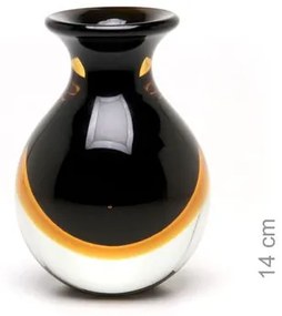 Vaso Mini Médio Bicolor Preto com Âmbar Murano Cristais Cadoro