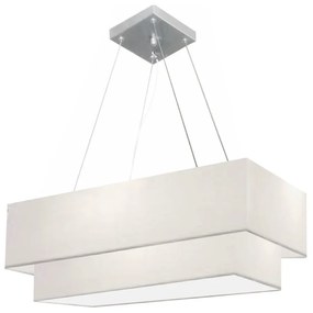 Lustre Pendente Duplo Retangular Vivare Md-4322 Cúpula em Tecido 99x40cm x 80x30cm - Bivolt