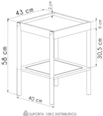 Mesa Lateral Com Prateleira Pés Madeira Arlo A10 Hanover - Mpozenato