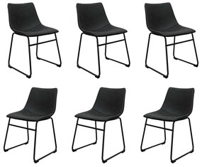 Kit 6 Cadeiras Decorativas Marquezine Sala de Jantar PU Base Aço Preto G56 - Gran Belo