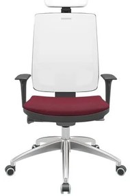 Cadeira Office Brizza Tela Branca Com Encosto Assento Poliéster Vinho Autocompensador 126cm - 63267 Sun House