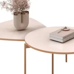 Mesa de Centro Para Sala Pés Metálicos Zira e Nala D04 Off White - Mpo