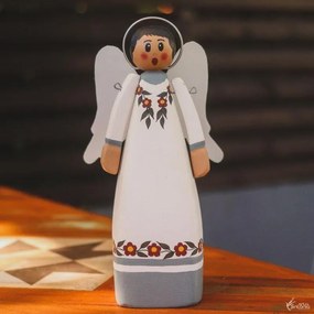 Anjo Branco de Madeira Decorativo P