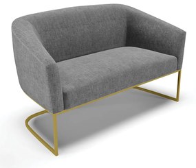 Sofá 2 Lugares Namoradeira Industrial Dourado Stella Linho Grafite D03 - D'Rossi