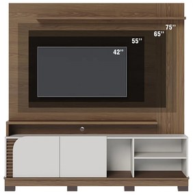 Estante de TV 75 Polegadas 180cm Itaim Amendoa/Off White Matte C04 - D'Rossi