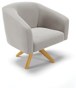 Poltrona Decorativa Giratória MA30 Stella Veludo D03 - D'Rossi - Cinza