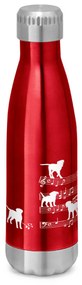 Garrafa Térmica Inox Brilhante 510 ml Cachorro Musical Branco - Vermelho
