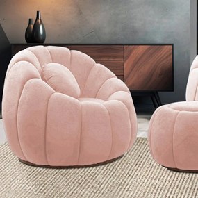Poltrona Decorativa Orgânica Giratória Cloud Bouclê Rosê E03 - D'Rossi