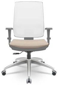 Cadeira Brizza Diretor Grafite Tela Branca Assento Poliester Fendi Base RelaxPlax Aluminio  - 66003 Sun House