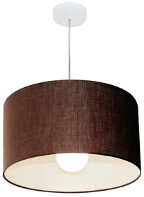 Lustre Pendente Cilíndrico Md-4205 Cúpula em Tecido 45x30cm Café - Bivolt