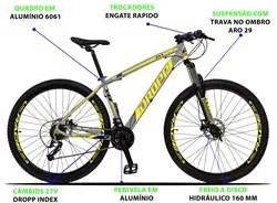 Bicicleta Aro 29 Quadro 19 Alumínio 27 Marchas Freio Disco Hidráulico