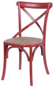 Cadeira Katrina Vermelha Laqueada com Assento Rattan  - 30751 Sun House
