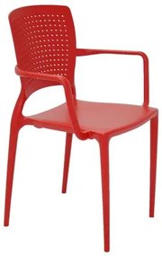 Cadeira Tramontina Safira em Polipropileno e Fibra de Vidro Vermelho com Braços