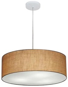 Lustre Pendente Cilíndrico Md-4254 Cúpula em Tecido 45x15cm Palha - Bivolt