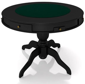 Mesa de Jogos Carteado 4 Lugares Bellagio com Gavetas e Tampo Reversível com Tecido Preto/Verde G42 - Gran Belo