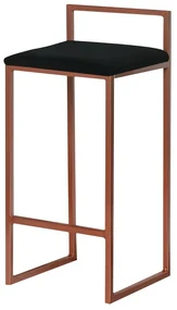 Banqueta Decorativa Selena Base Bronze Suede Preto G41 - Gran Belo