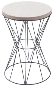 Mesa de Apoio Plume Estrutura Metalica cor Preta Tampo de Madeira - 53475 Sun House