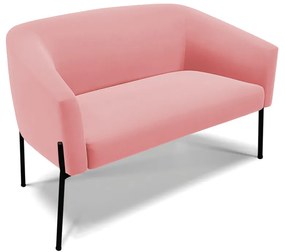 Sofá 2 Lugares Namoradeira Pé de Ferro Preto Stella Suede D03 - D'Rossi - Rose
