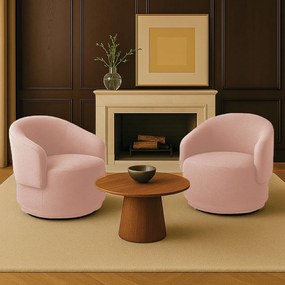 Poltrona Decorativa Orgânica Giratória Kit 2 Névoa Bouclê E03 - D'Rossi - Rose