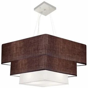Pendente Triplo Quadrado Café e Branco MJ-4165 Para Mesa de Jantar e Estar