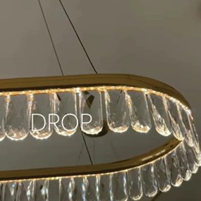 Pendente Drop Oval 80X34X10Cm Led 27W 3000K Bivolt Dourado Polido - Us...