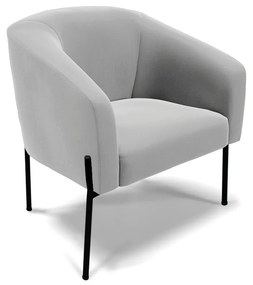Poltrona Decorativa Pé de Ferro Preto Stella Suede Cinza D03 - D'Rossi