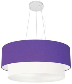 Lustre Pendente Duplo Cilíndrico Vivare Md-4371 Cúpula em Tecido 80x70cm - Bivolt