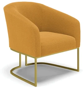 Poltrona Decorativa Industrial Dourado Stella Bouclê Mostarda D03 - D'Rossi