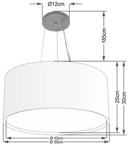 Lustre Pendente Cilíndrico Duplo Vivare Md-4300 Cúpula em Tecido 50x30cm - Bivolt