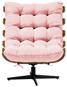 Poltrona Giratória Costela Suede Base Metálica Preto - D'Rossi - Rosa Bebê