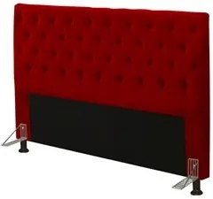 Cabeceira Cama Box Casal King 195cm Cristal Veludo Vermelho - JS Móvei