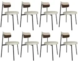 Cadeira de Jantar Estofada Kit 8 Nyka M25 Linho Areia/Marrom - Mpozena