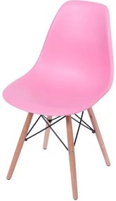 Cadeira Eames Polipropileno Rosa Pink Base Madeira - 36753 Sun House