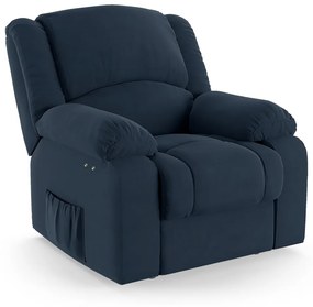 Poltrona do Papai Reclinável Melim Power Touch Massagem Veludo FH1 - D'Rossi - Azul