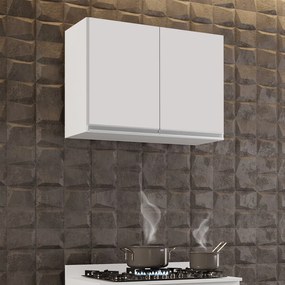 Armário Aéreo de Cozinha Lavanderia 02 Portas Eva 80 cm - D'Rossi - Branco