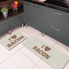 Jogo de Tapete de Cozinha, I Love Bacon - 2 Pças