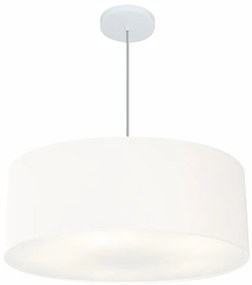 Lustre Pendente Cilíndrico Md-4079 Cúpula em Tecido 60x21cm Branco - Bivolt