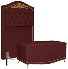 Cabeceira Cama Box Solteiro 90cm Com Calçadeira Baú Imperial J02 Velud