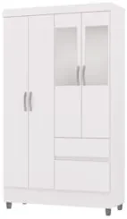 Guarda Roupa Solteiro 103cm Com Espelho Ideal Flex Branco - Vila Rica
