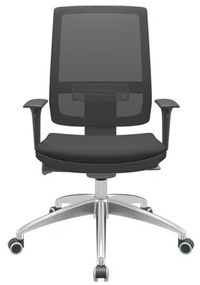 Cadeira Office Brizza Tela Preta Assento Aero Preto Autocompensador Base Aluminio 120cm - 63748 Sun House