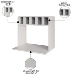 Suporte Micro-Ondas Forno Armário Aéreo com Adega 60cm Lótus M24 Branc