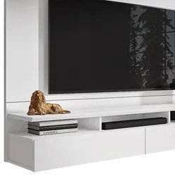 Painel para TV 55 Pol Suspenso 162cm Noruega Branco - Móveis Leão
